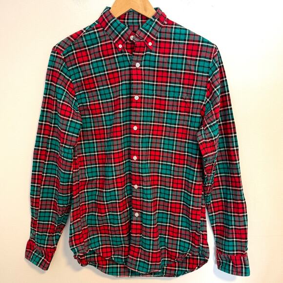 J. Crew Other - J. Crew Men's Oxford Plaid Cotton Button Down Shirt In Red Green Size Small